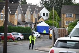 Moment suspected 'crossbow killer' is swarmed by police after deaths of BBC star's wife and daughters