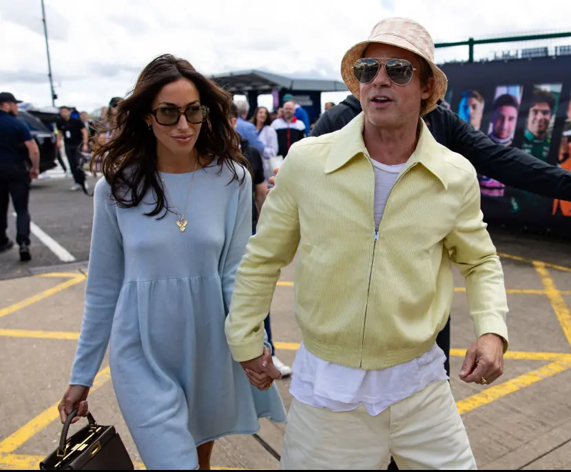 Ines de Ramon and Brad Pitt. Credit: Kym Illman/Getty