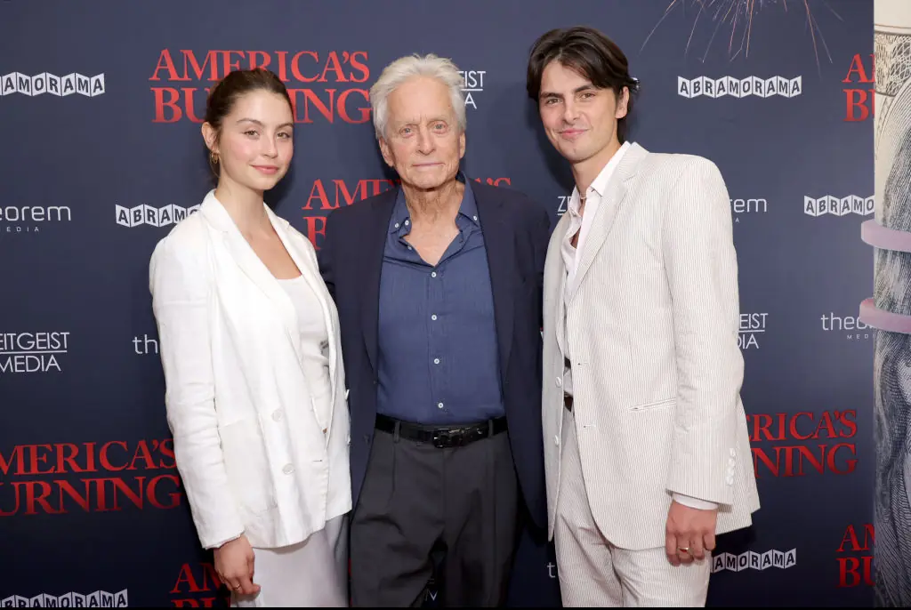 Michael Douglas and his children Carys Zeta Douglas and Dylan Michael Douglas. Credit:  Michael Loccisano / Getty