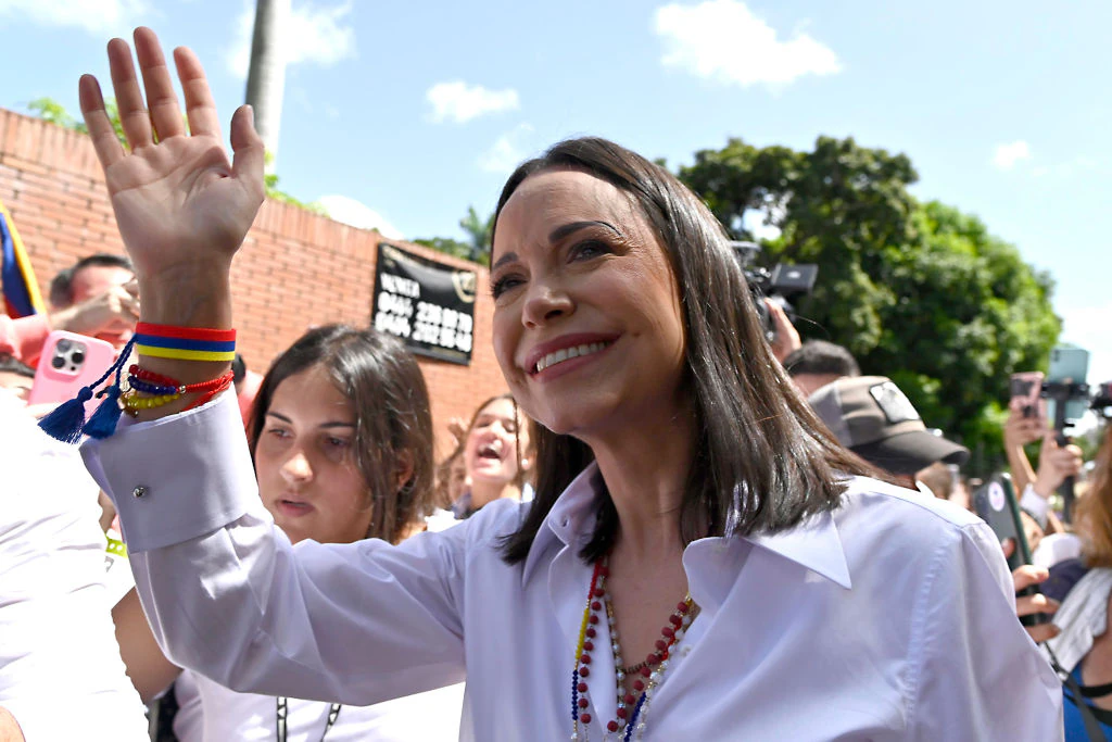 Machado was presented the award for her work in Venezuela. Credit: Marcelo Perez del Carpio / Getty