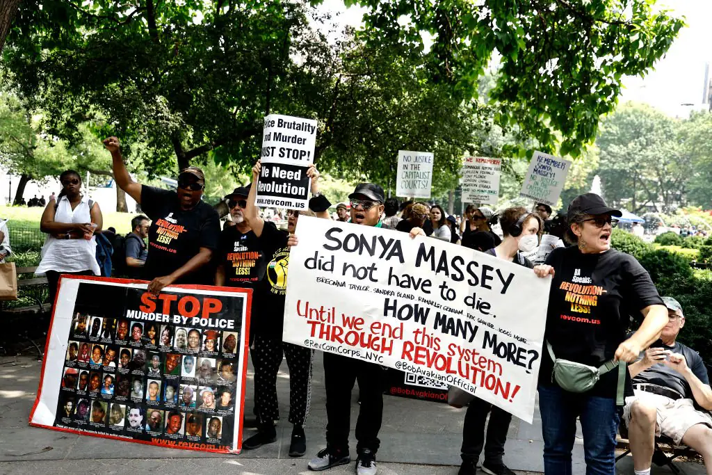 Many protested over the killing of Sonya Massey. Credit: John Lamparski / Getty