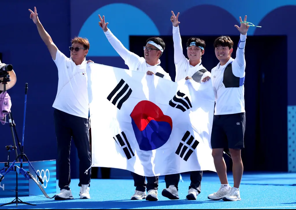 The male South Korean archery team. Credit: Julian Finney/Getty