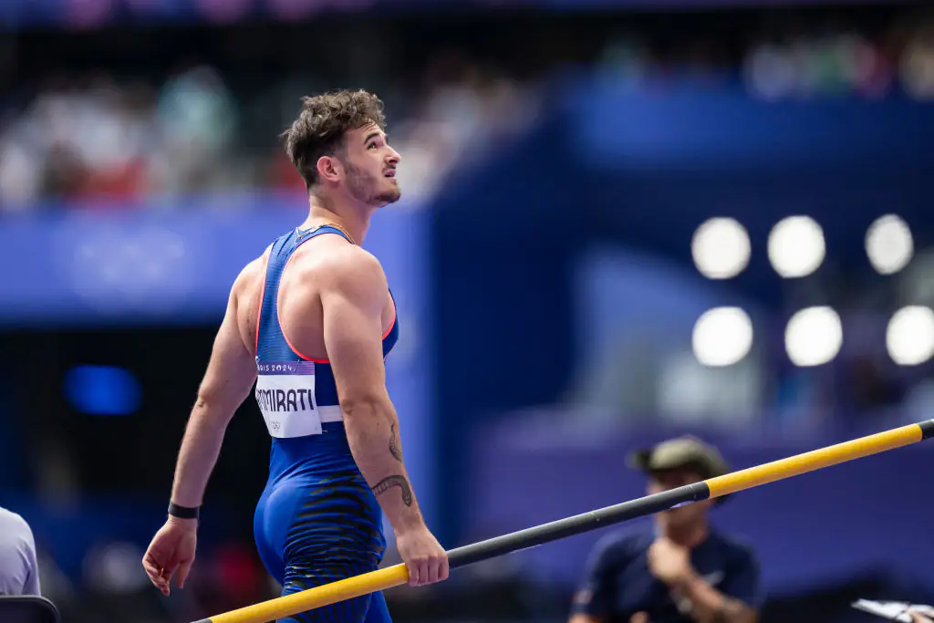 Anthony Ammirati of Team France looks on during the Men's Pole Vault Qualification. Credit: Kevin Voigt/Getty