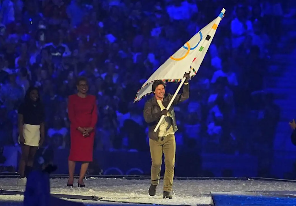 Tom Cruise appeared in the Olympics closing ceremony. Credit: China News Service / Getty