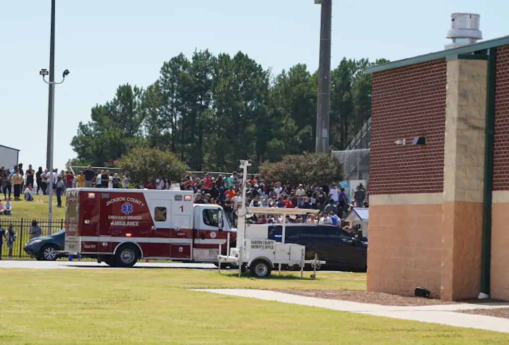 The deadly shooting at Apalachee High School in Winder, Georgia took place on Wednesday (September 4). Credit: Megan Varner / Getty