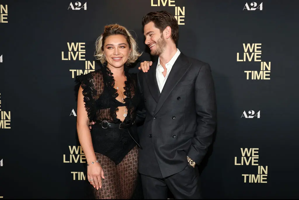 We Live In Time stars Andrew Garfield and Florence Pugh. Credit: Marleen Moise/Getty