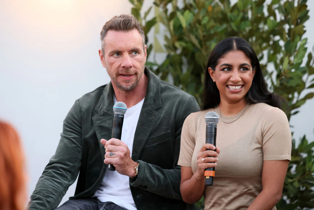 Dax Shepard and Monica Padman host a podcast together. Credit: Rodin Eckenroth / Getty  