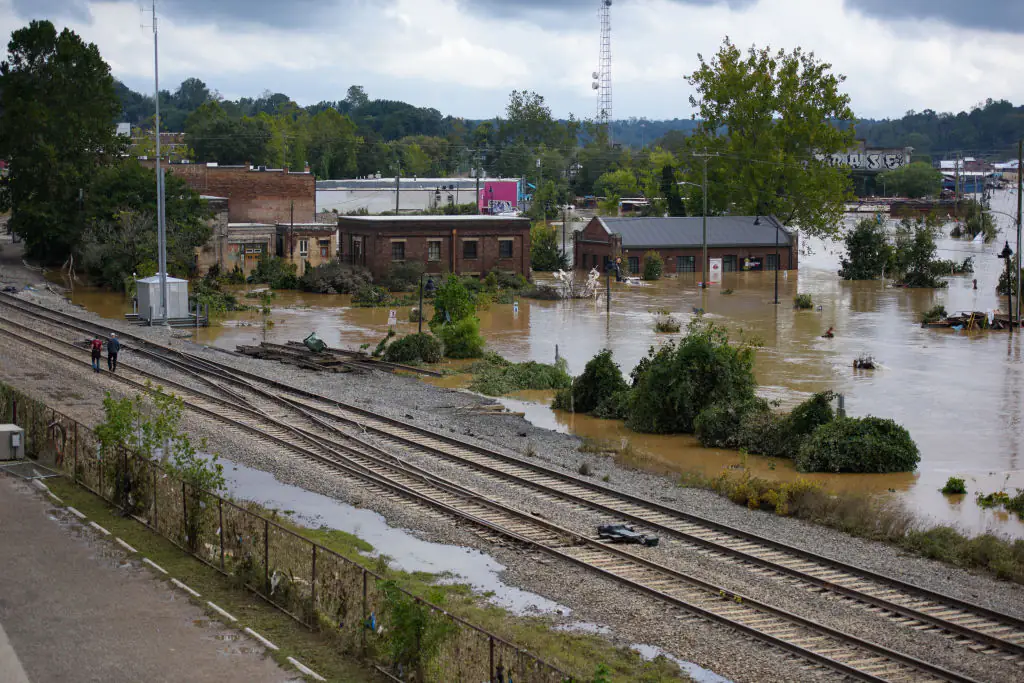 Flooding in Asheville, North Carolina, following Hurricane Helene. Credit: Melissa Sue Gerrits / Getty