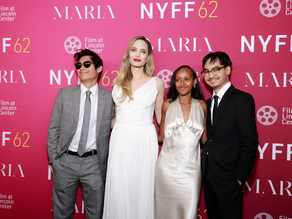 (L-R) Pax, Angelina, Zahara and Maddox. Credit: Jason Mendez / Getty Images