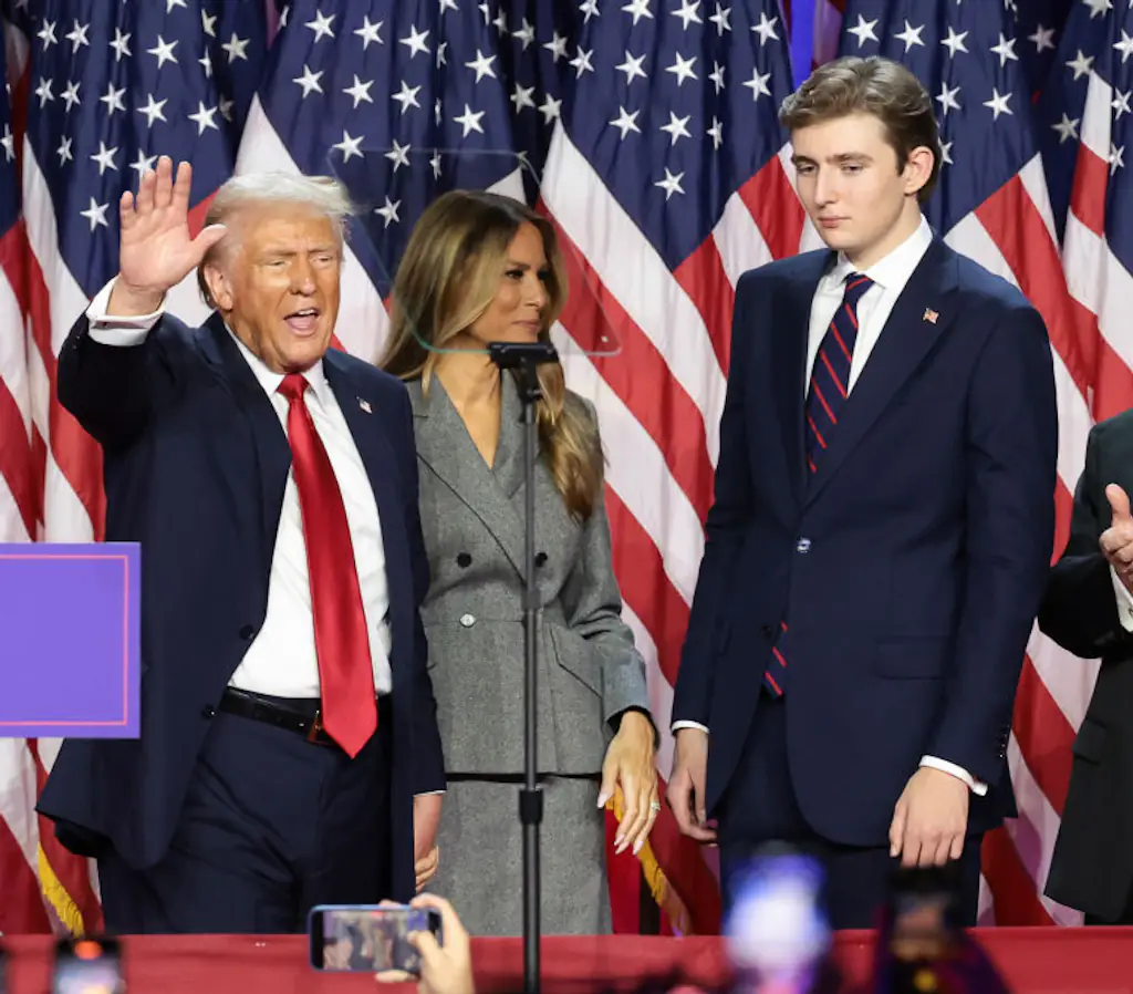 Conspiracy theorists believe that the youngest son of President Donald Trump is actually a time traveler. Credit: Win McNamee / Getty
