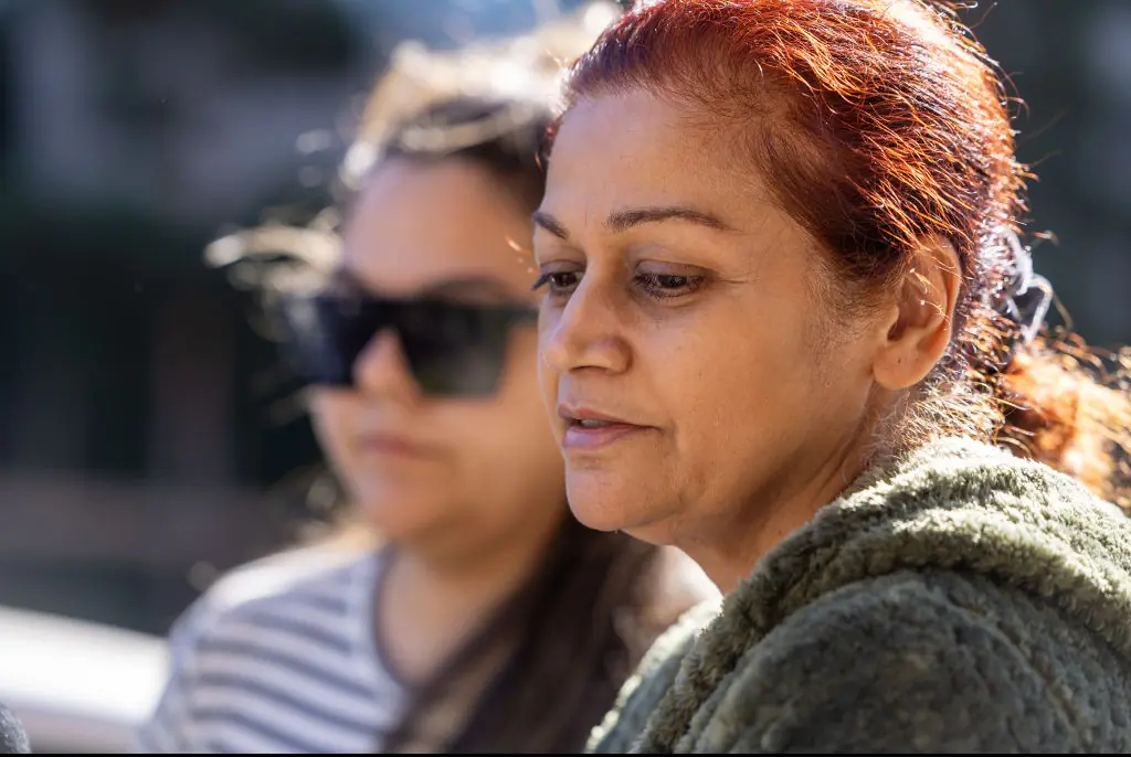 Judy Singh speaks during a press conference about her "missing" daughter. Credit: Brian van der Brug/Los Angeles Times/Getty