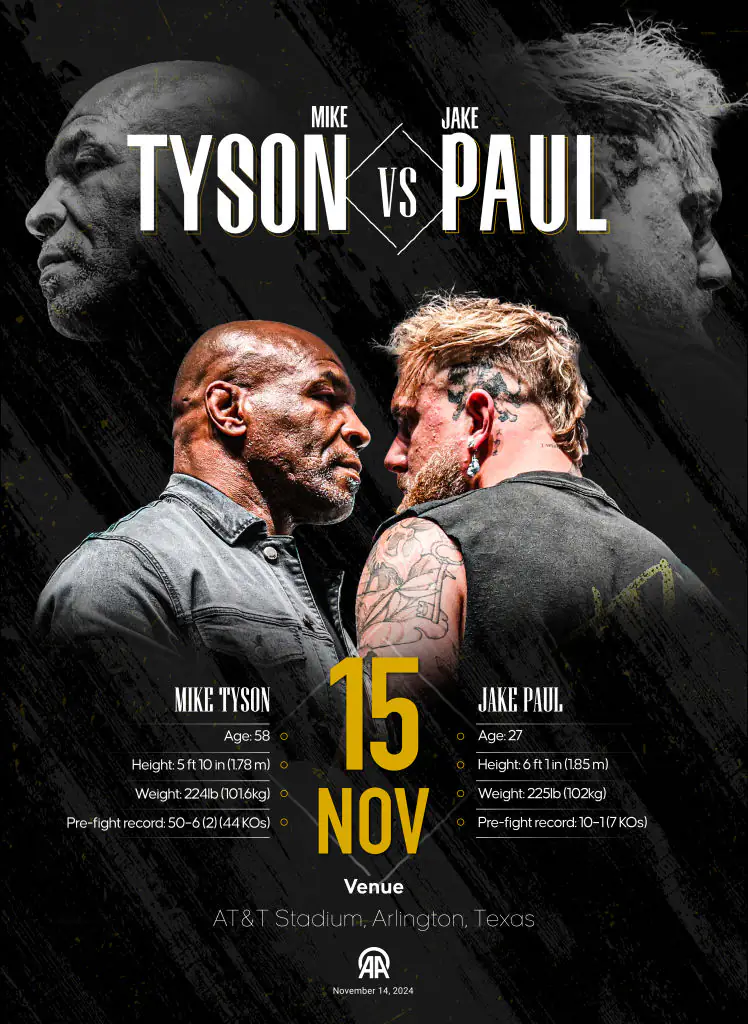 Tyson and Paul will be fighting on Netflix. Credit: Ufuk Celal Guzel/Anadolu/Getty