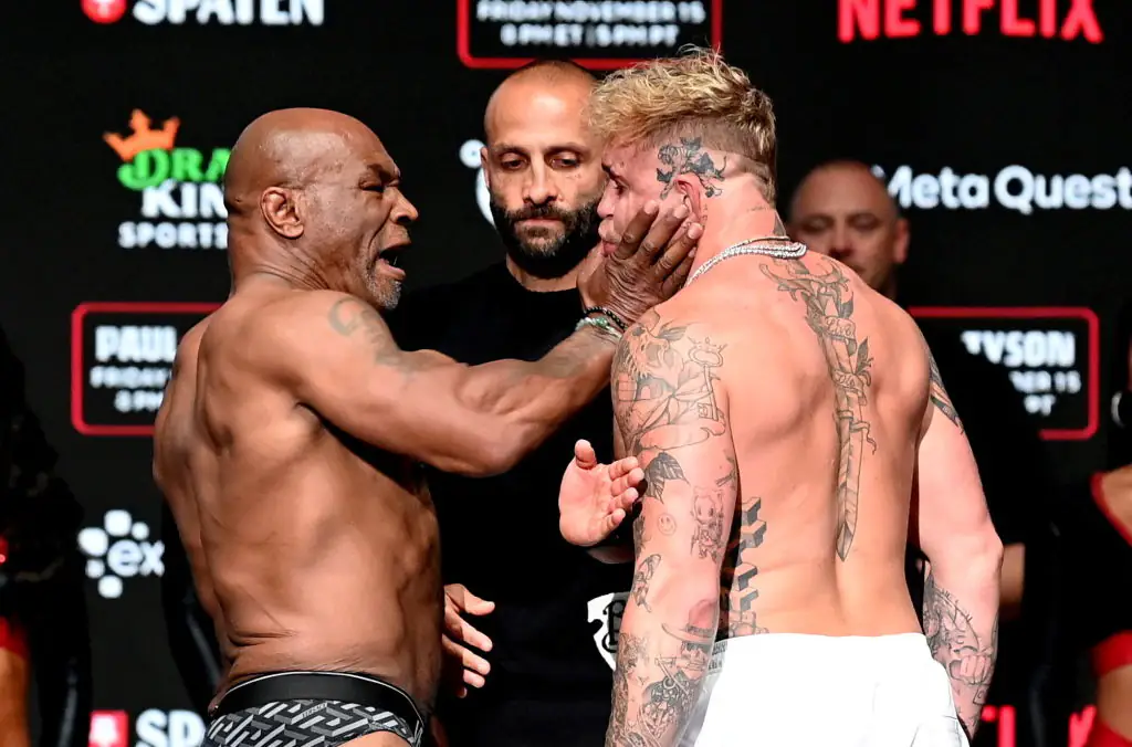 Tyson slapped Paul around the face following their weigh-in. Credit: Stephen McCarthy/Sportsfile via Getty Images