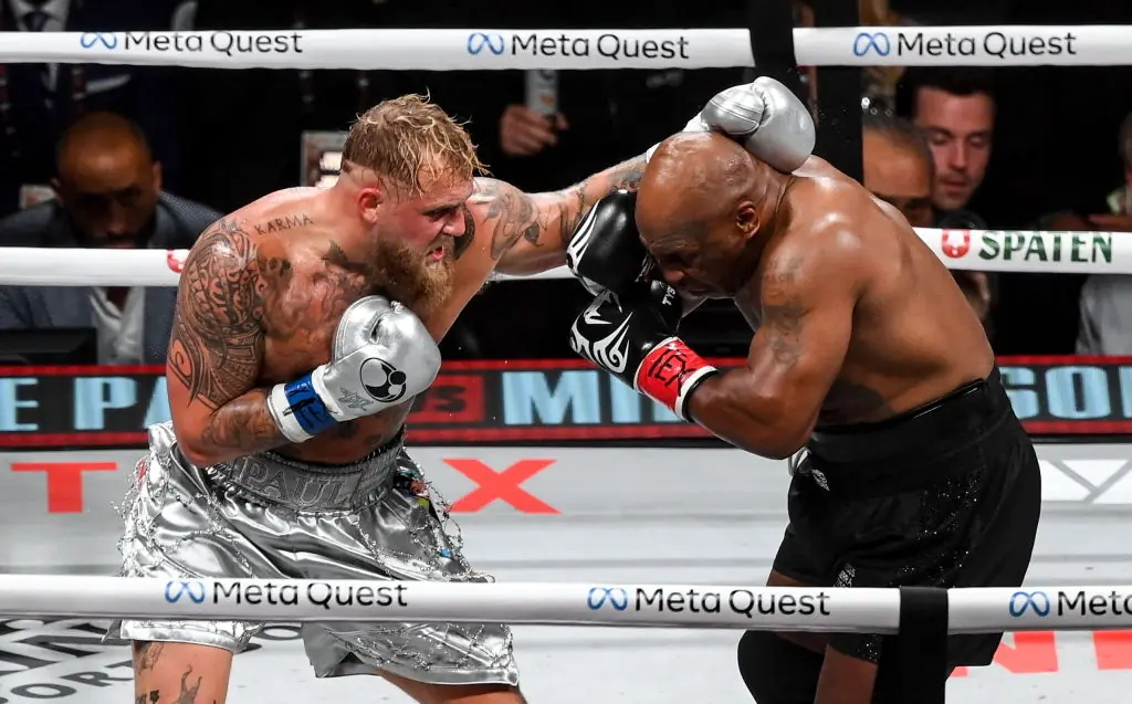 Jake Paul and Mike Tyson in their highly-anticipated bout. Credit: Stephen McCarthy / Getty