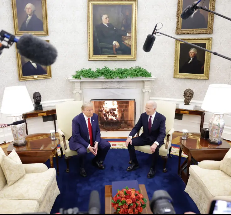 Trump and Biden meet in the Oval Office. Credit: Alex Wong / Getty