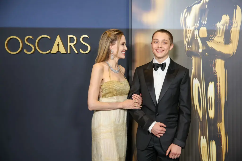The mom and son were all smiles. Credit: Jason Armond / Los Angeles Times via Getty Images