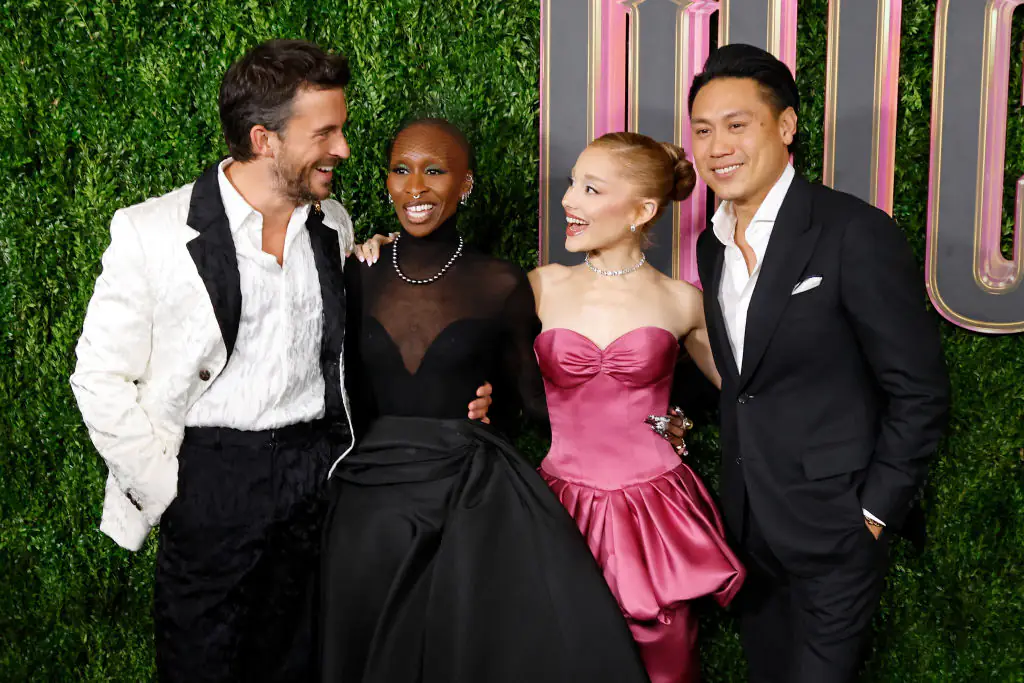 Jonathan Bailey, Cynthia Erivo, Ariana Grande, and Jon M. Chu attend the NYC premiere of Wicked. Credit: Taylor Hill/FilmMagic/Getty
