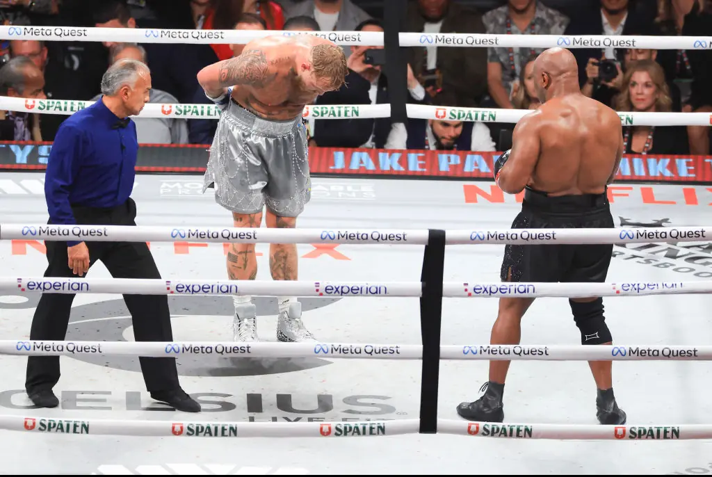 Jake Paul bows to Mike Tyson before the final bell. Credit: Christian Petersen/ Getty
