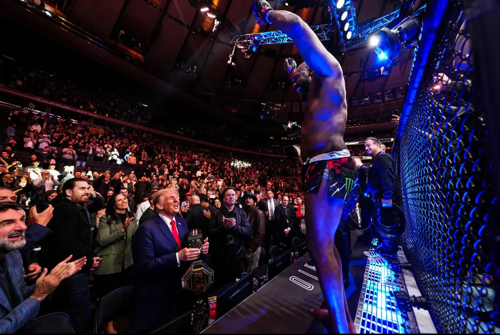 Trump celebrating with UFC fighter Jon Jones. Credit: Chris Unger / Getty