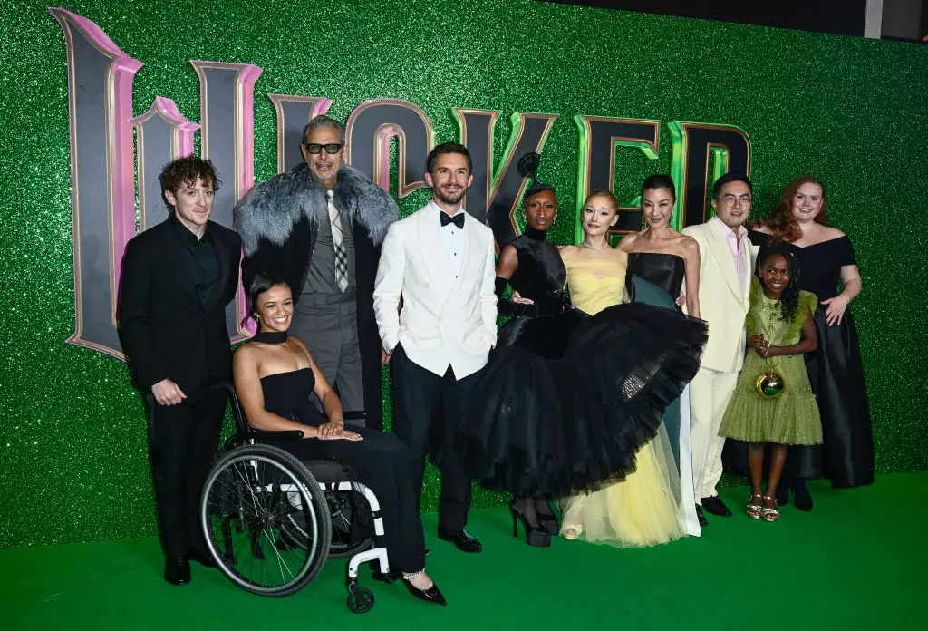 than Slater, Marissa Bode, Jeff Goldblum, Jonathan Bailey, Cynthia Erivo, Ariana Grande, Michelle Yeoh, Bowen Yang, Karis Musongole and Bronwyn James. Credit: Gareth Cattermole / Getty