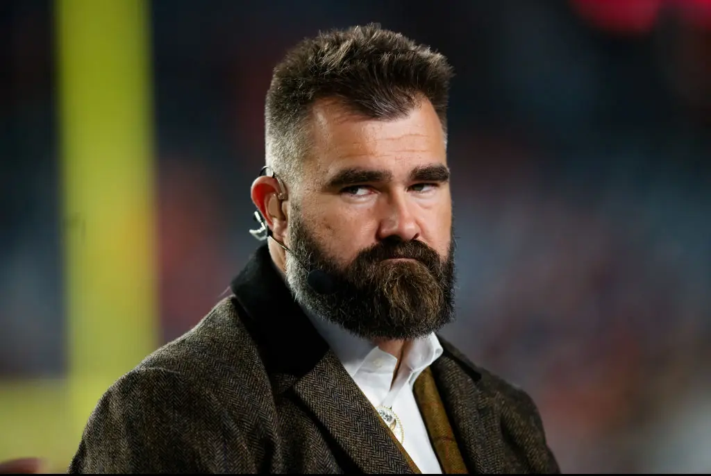 Jason Kelce's latest joke landed him in hot water with some fans. Credit: Justin Edmonds / Getty