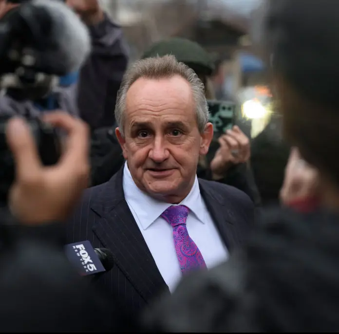 Thomas Dickey, attorney for Mangione, spoke to the press after an extradition hearing on December 10. Credit: Jeff Swensen / Getty