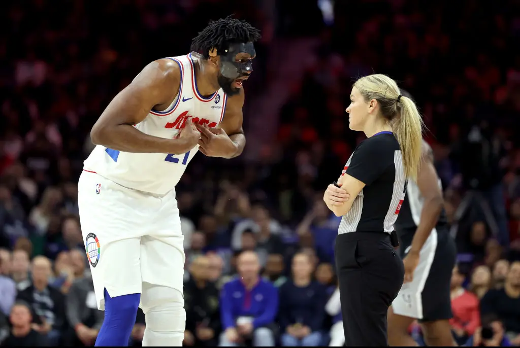 Embiid was ejected from the game. Credit: Emilee Chinn/Getty