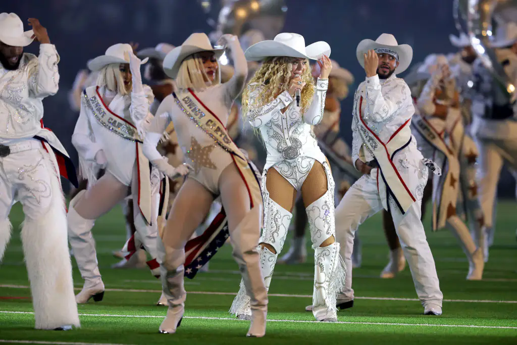 Beyoncé performs during the halftime show. Credit: Alex Slitz / Getty