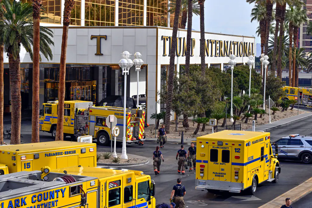 A Cybertruck exploded at the Trump International Hotel on January 1. Credit: David Becker/Washington Post/Getty