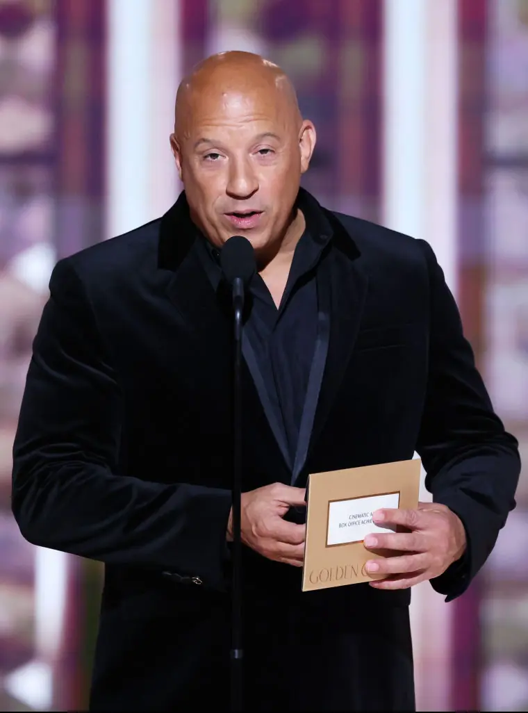 Vin Diesel gave a shoutout to Dwayne Johnson. Credit: Rich Polk/GG2025 / Getty