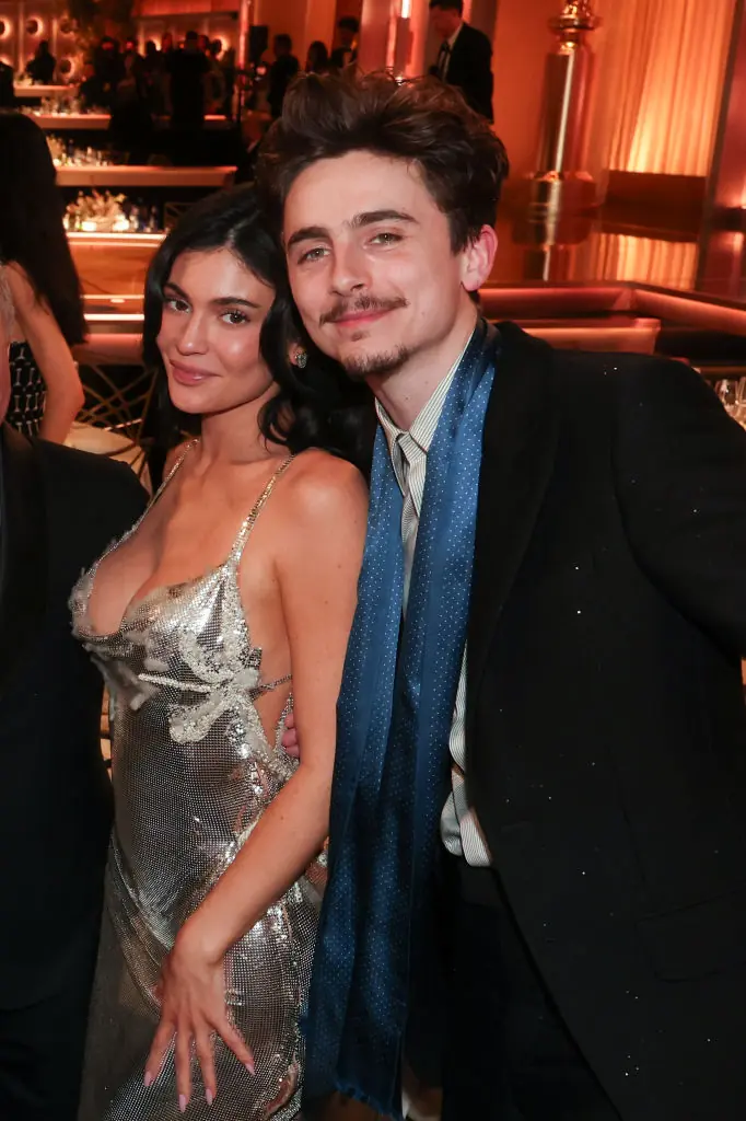 Kylie Jenner and Timothee Chalamet at the 2025 Golden Globes. Credit: Christopher Polk/GG2025/Getty