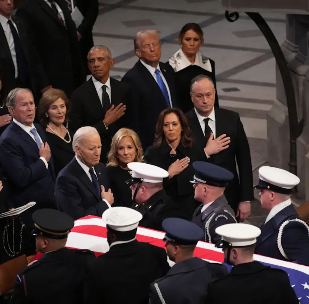 Donald Trump attended the funeral on Thursday. Credit: The Washington Post / Getty
