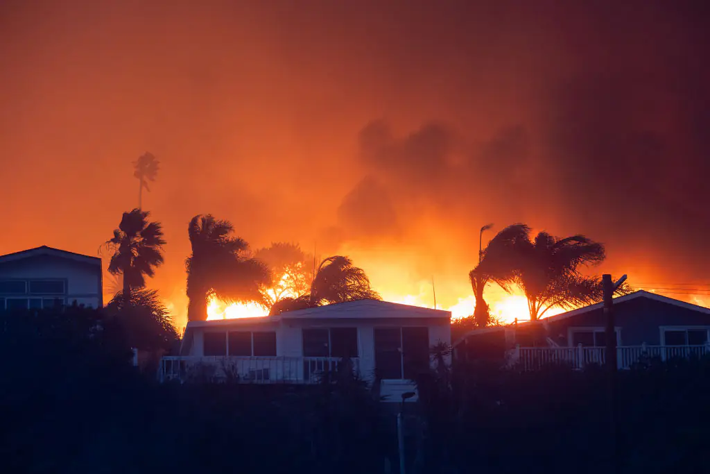 Emergency services are battling the devastating fires in Los Angeles. Credit: VCG / Getty