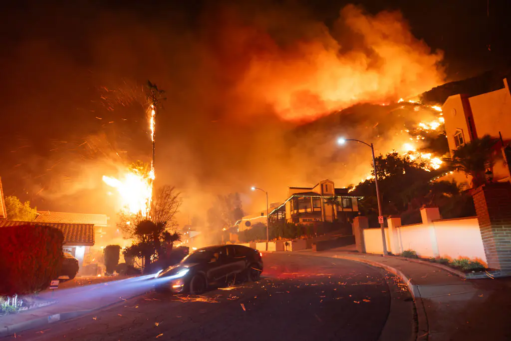 A TV reporter is facing backlash over his interview with the Hollywood star amid the fire emergency. Credit: VCG / Getty
