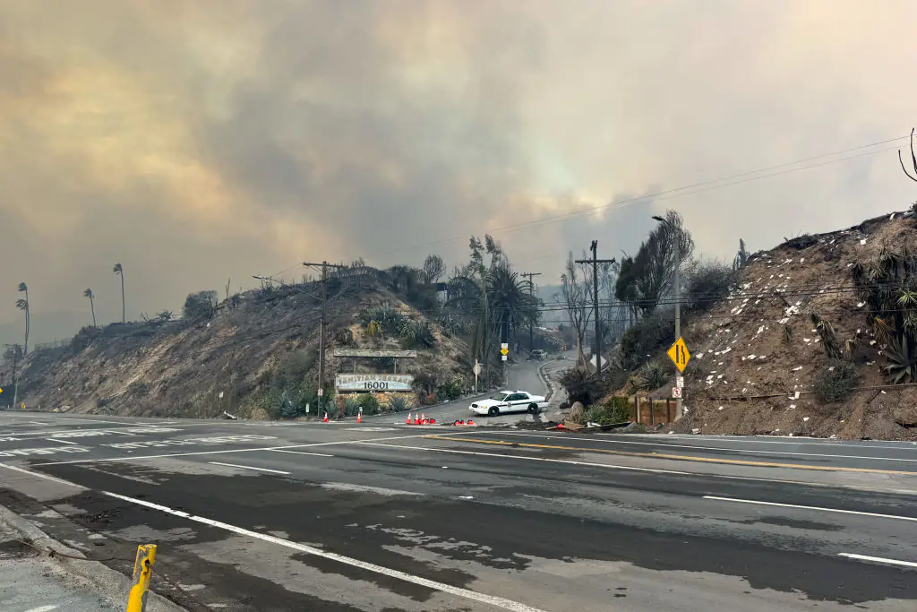 The impact of the wildfires on the Sunset Boulevard. Credit:	Bellocqimages/Bauer-Griffin / Getty