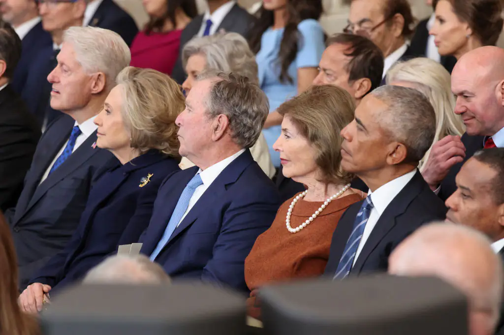 Barack Obama was seated near Bill Clinton and George W. Bush at Trump's 2025 inauguration. Credit: Pool / Getty