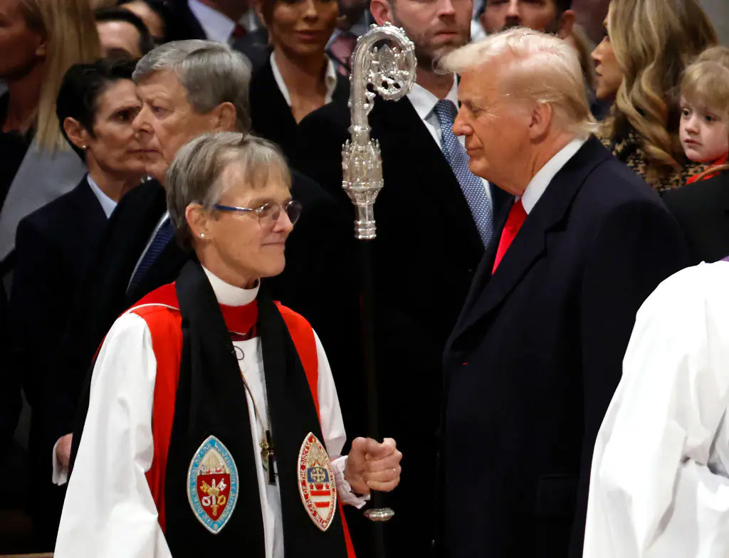 Right Rev. Mariann Edgar Budde asked the new president to show 'mercy' to LGBTQ+ people and migrants. Credit: Chip Somodevilla / Getty