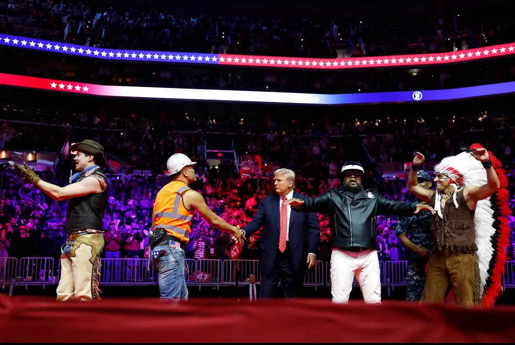 Trump danced with the Village People on the eve of his Inauguration. Credit: Anna Moneymaker/Getty Images