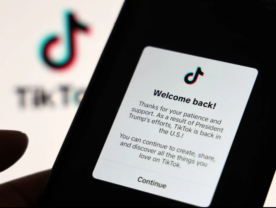 TikTok's message to users upon its return. Credit:  VCG/VCG via Getty Images