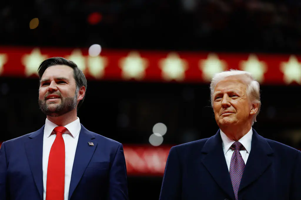 A large bronze-colored medal with a silhouette of J.D. Vance and Donald Trump was included in the gift bag. Credit: Anna Moneymaker / Getty