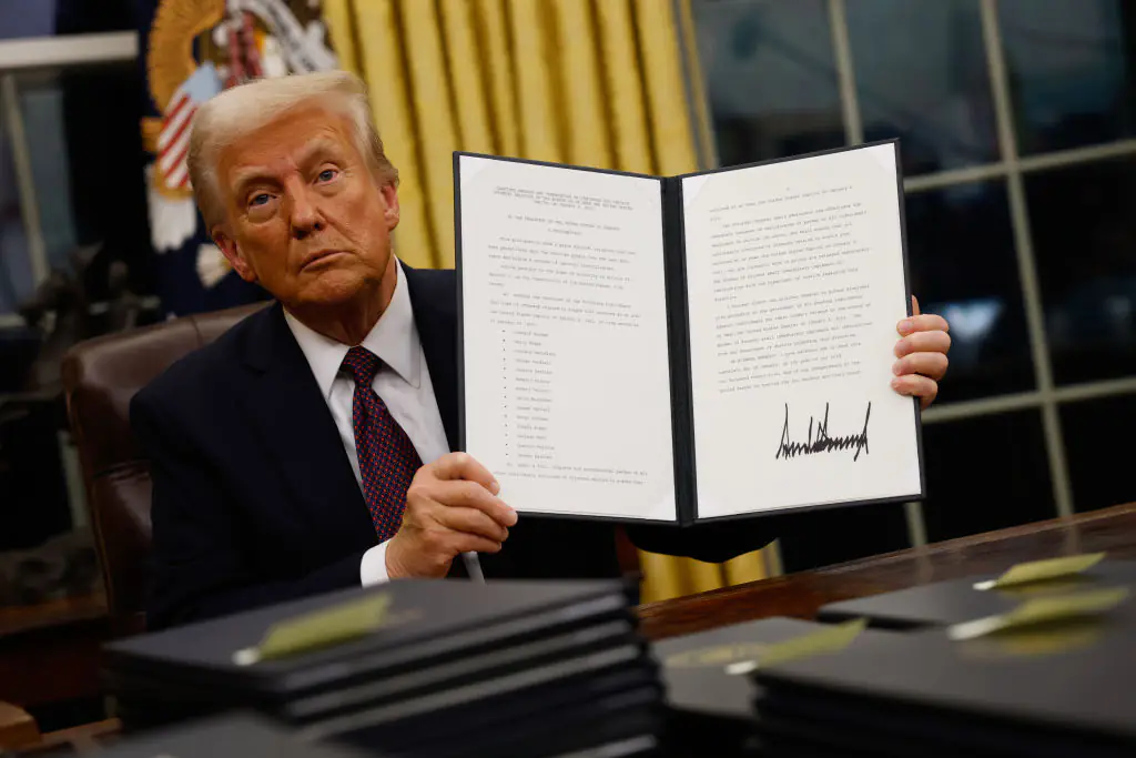 Trump got straight to work. Credit: Anna Moneymaker / Getty