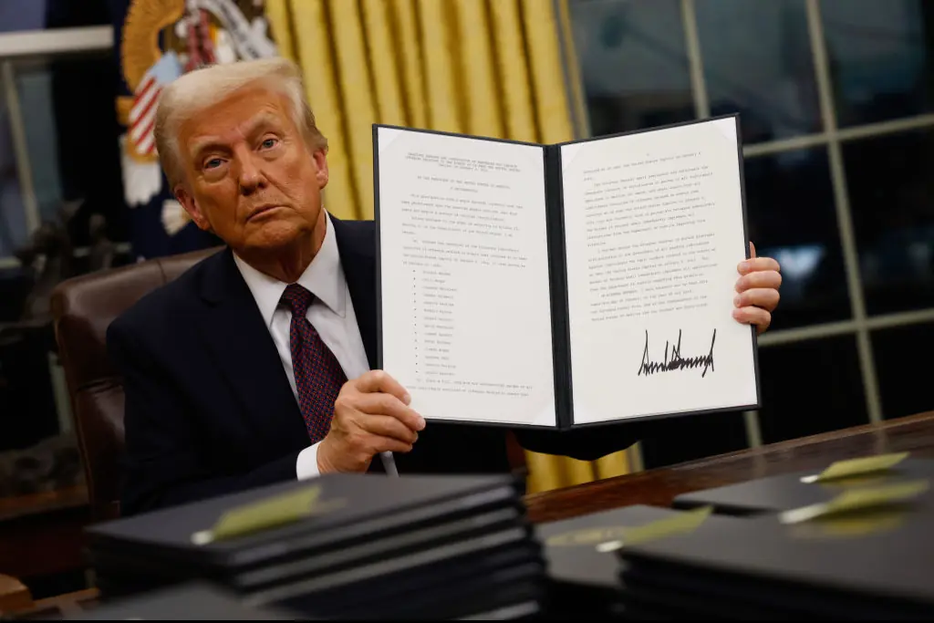 Trump got straight to work. Credit: Anna Moneymaker / Getty