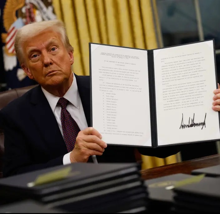 Trump got straight to work. Credit: Anna Moneymaker / Getty