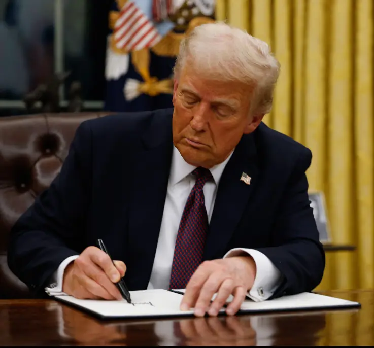 Trump has made some immediate changes to the Oval Office. Credit: Anna Moneymaker/Getty