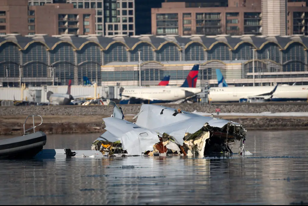 An American Airlines flight from Wichita, Kansas collided midair with a military Black Hawk helicopter.Credit: Handout / Getty