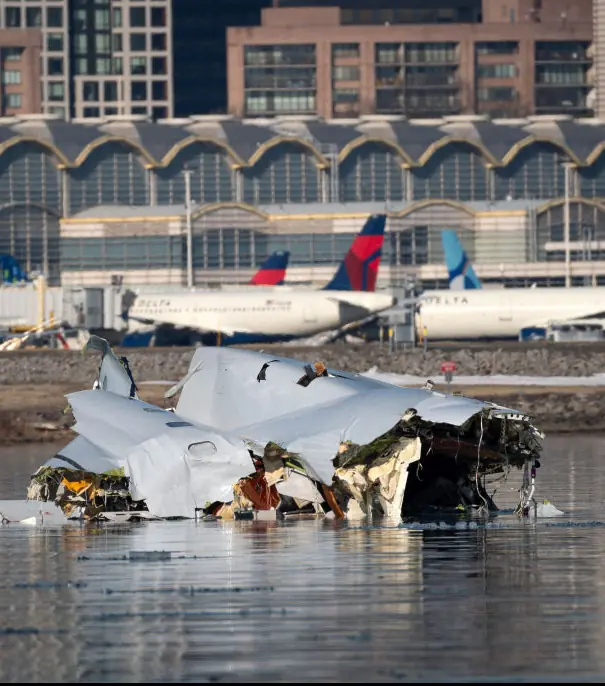 An American Airlines flight from Wichita, Kansas collided midair with a military Black Hawk helicopter.Credit: Handout / Getty