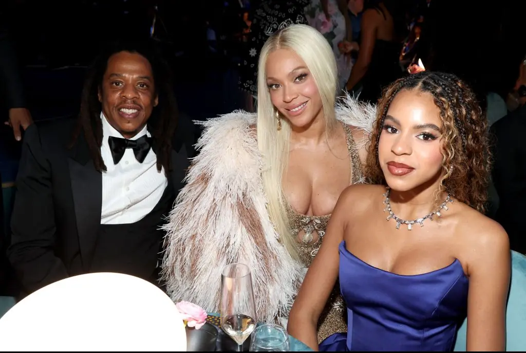 Beyonce with husband Jay Z and daughter Blue Ivy. Credit:	Kevin Mazur / Getty