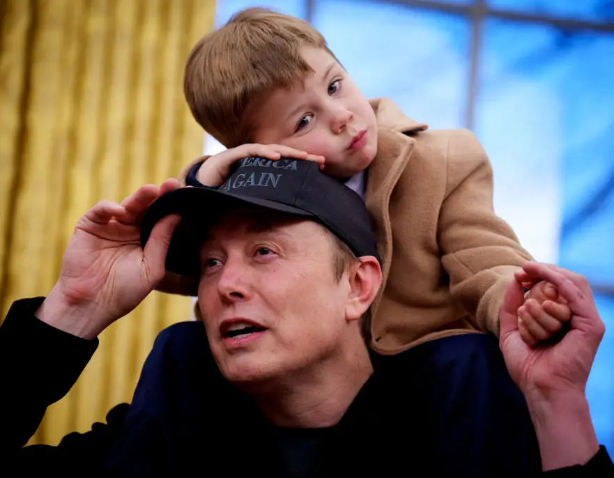 Musk and his son, X, at the Oval Office earlier this week. Credit: Andrew Harnik/Getty Images