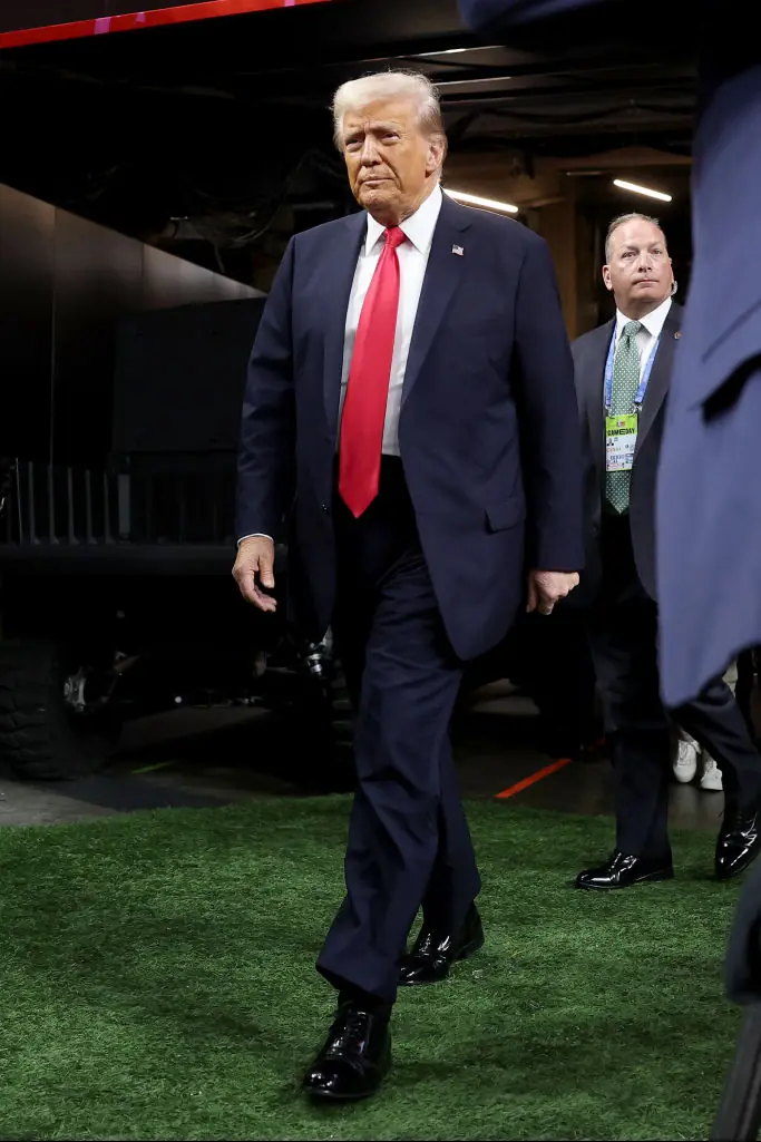 Donald Trump is at the Super Bowl showdown. Credit: Jamie Squire / Getty 
