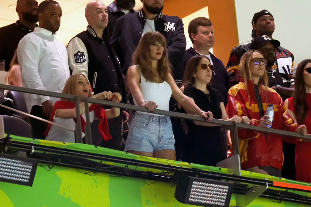 Taylor Swift was savagely booed as she watched the Chiefs vs the Eagles at the Super Bowl. Credit: Gregory Shamus/Getty Images